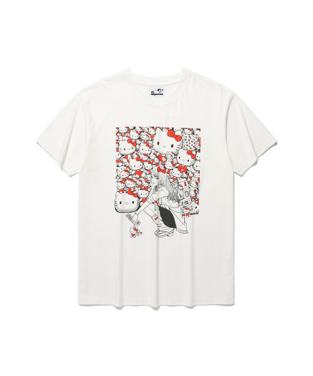 NICE GHOST CLUB 伊藤潤二富江與Hello Kitty聯乘白色短袖T恤