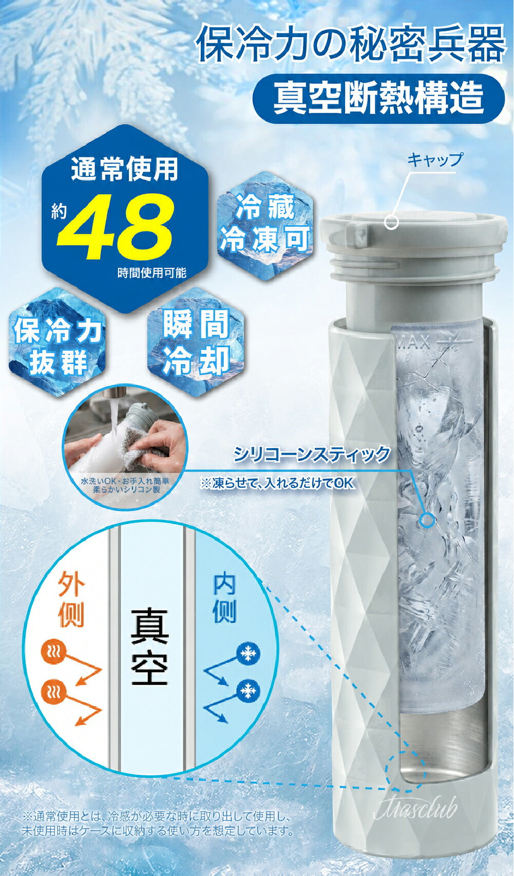 MASCLUB真空保冷結構及可冷藏冷凍說明