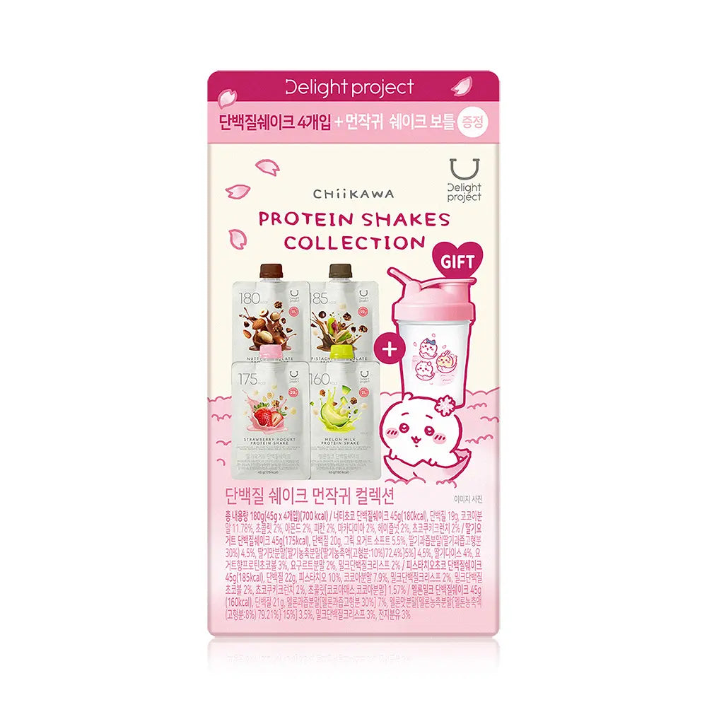 韓國生活百貨 -  韓國 Delight Project x 櫻花 🌸 Chiikawa 高蛋白低卡飲品奶昔4 件裝特別版（+贈送奶昔樽） (預訂)