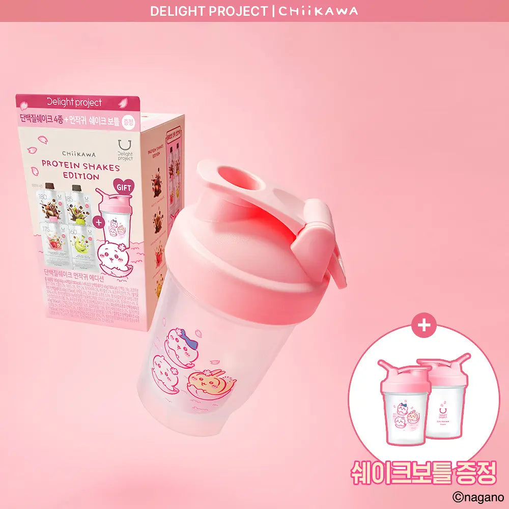 韓國生活百貨 -  韓國 Delight Project x 櫻花 🌸 Chiikawa 高蛋白低卡飲品奶昔4 件裝特別版（+贈送奶昔樽） (預訂)