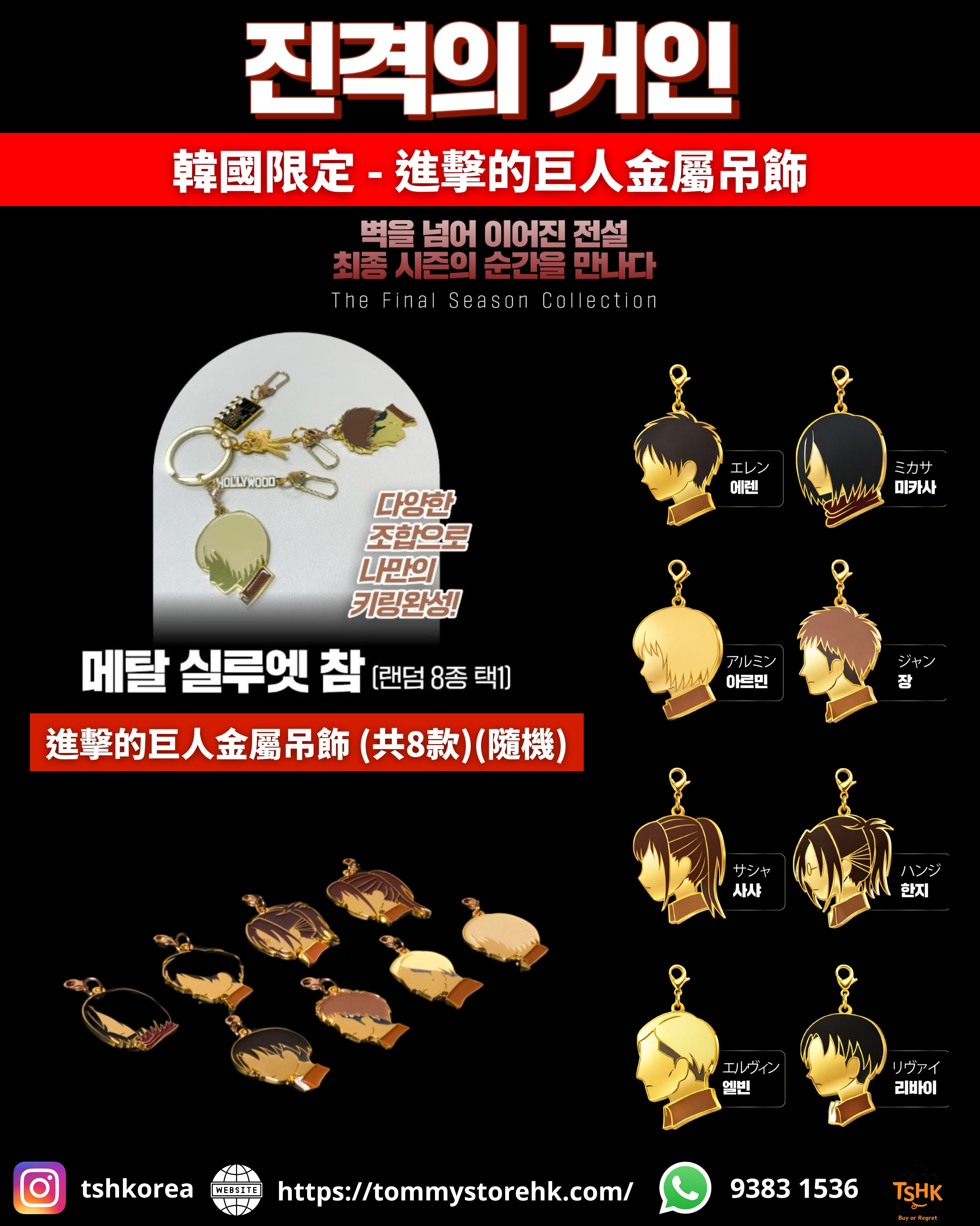 韓國生活百貨 -  韓國限定 進擊的巨人金屬剪影吊飾 (預訂)