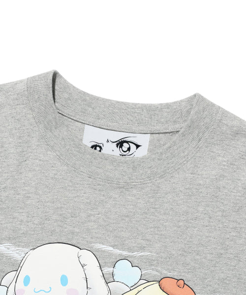 NICE GHOST CLUB伊藤潤二與Sanrio Characters聯乘灰色寬鬆短袖T恤－商品圖片3